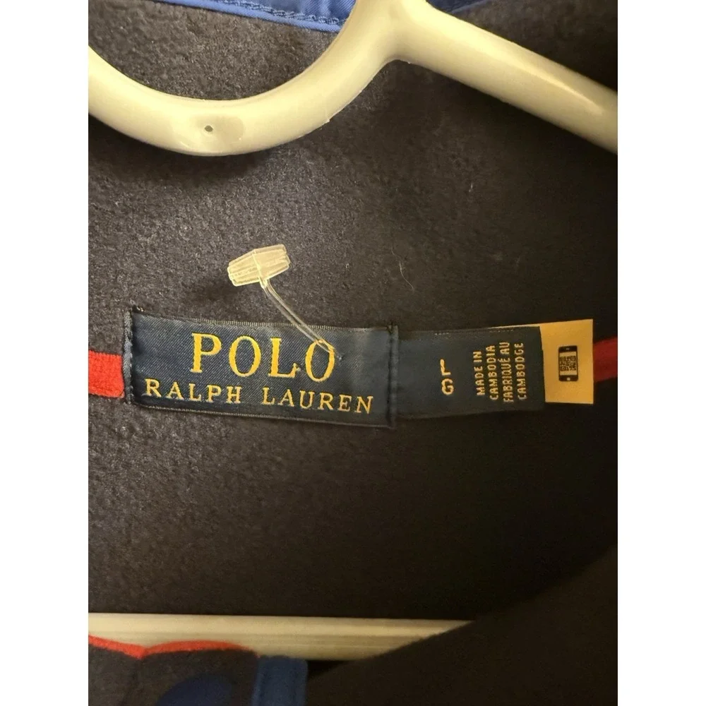 Polo Ralph Lauren Men Fleece pullover 1/4 Snaping Mock neck Navy Sweater Size‎ L